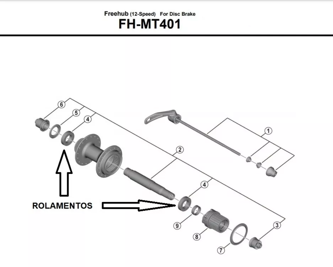 Cubo Traseiro Shimano FH-MT401 Microspline OLD 135mm 32F 12v